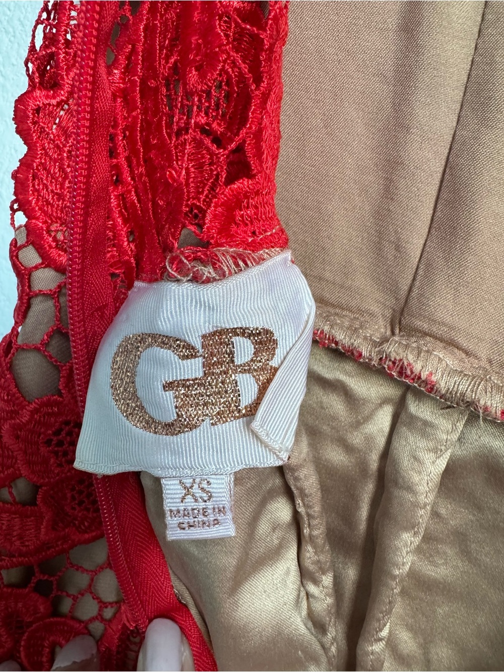 Gianni Bini Red Lace Spaghetti Strap Mini Dress - Picture 4 of 6
